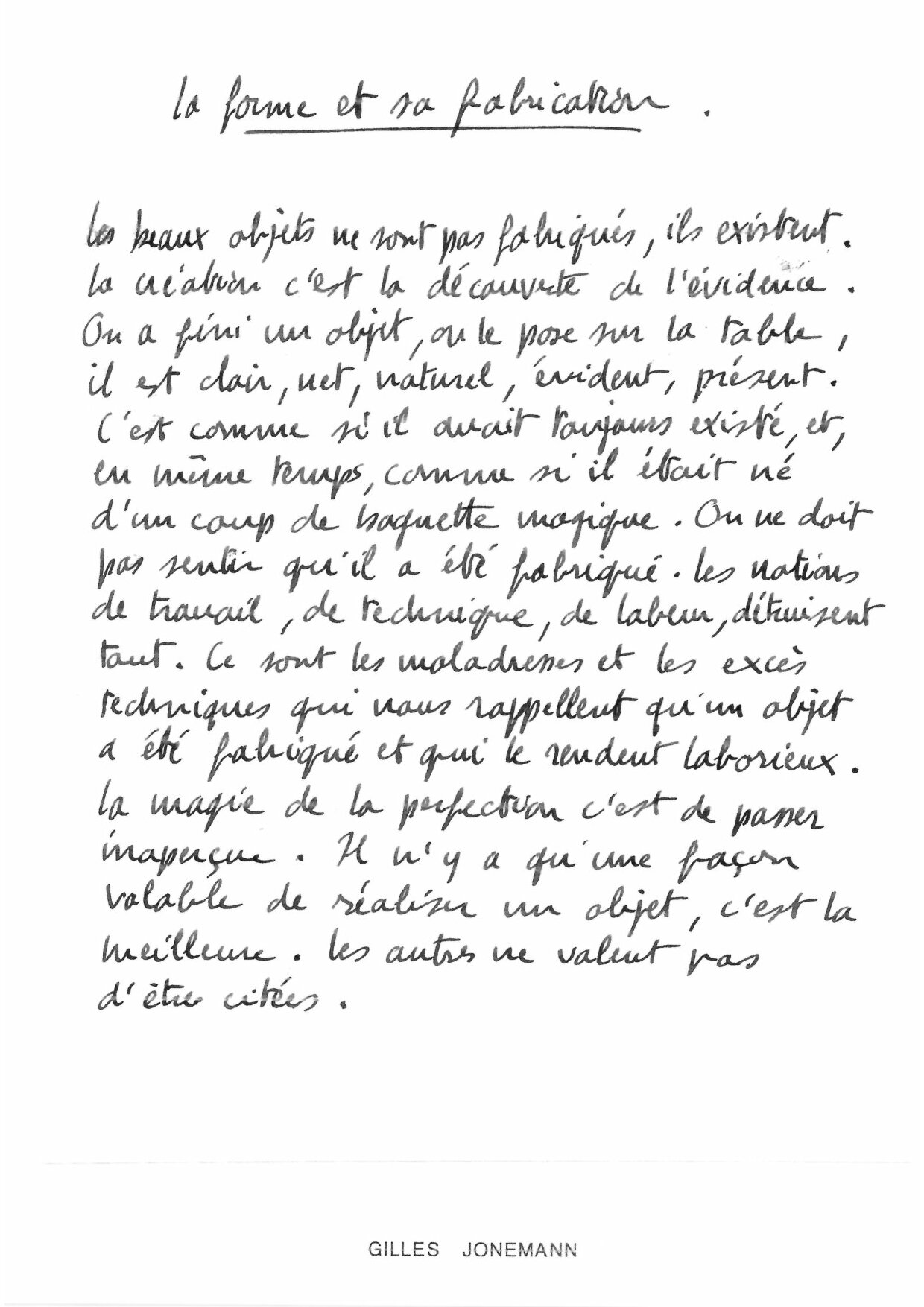 La forme et sa fabrication